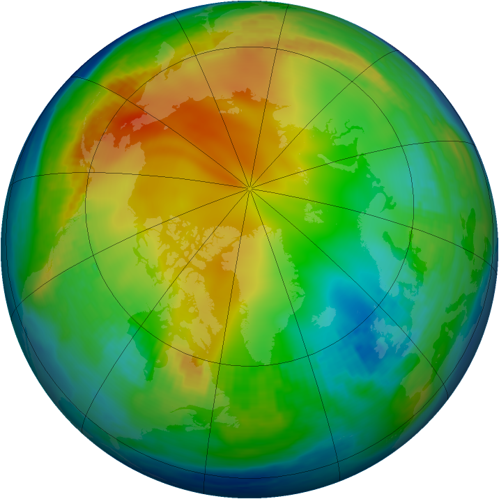 Arctic ozone map for 08 December 1987